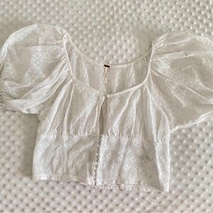White Sheer Milkmaid Short Sleeve Blouse